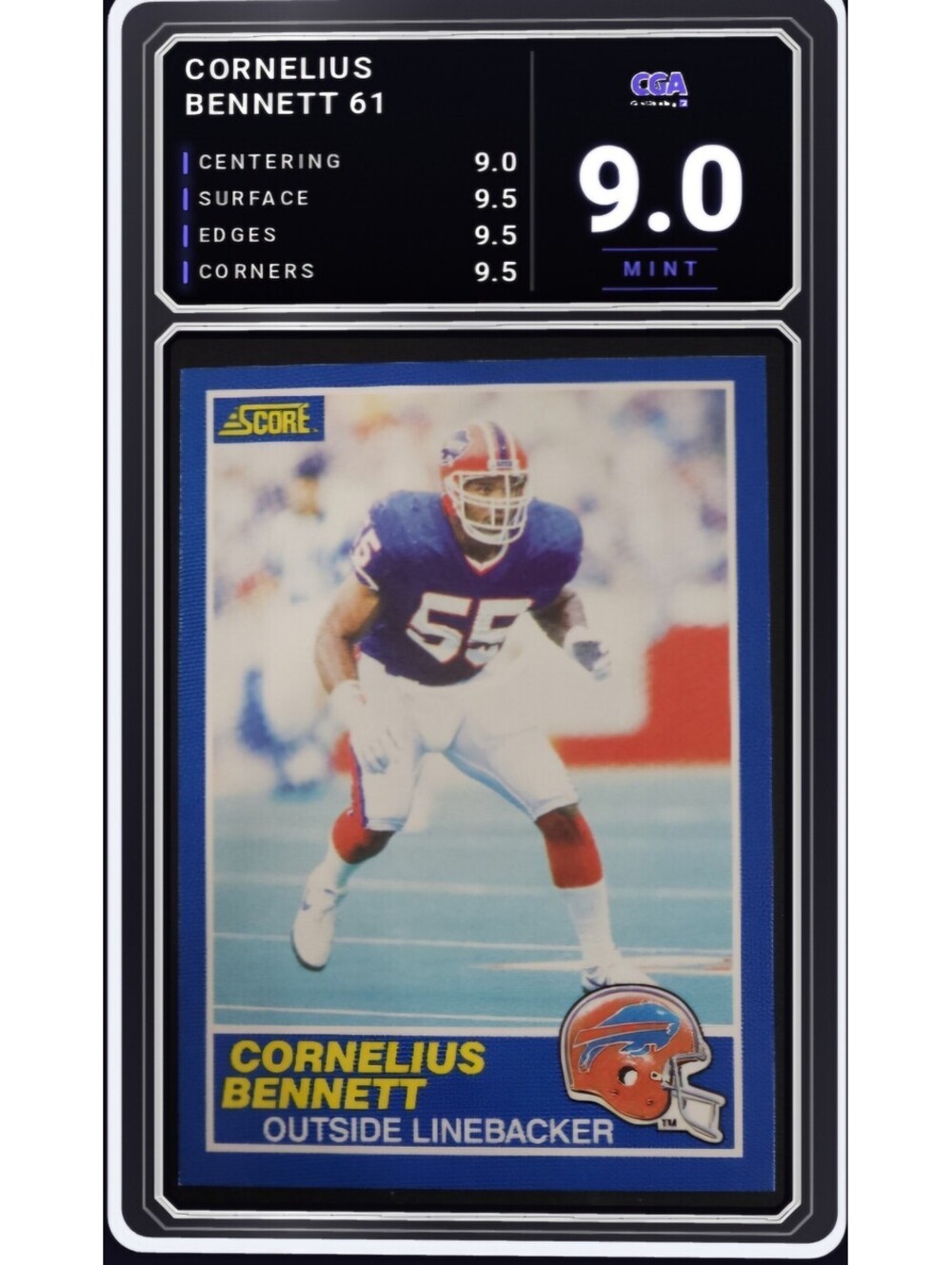 1989 Score Football #61 Cornelius Bennett Buffalo Bills - CGA 9.0 Digital Grade